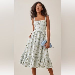 Reformation Maegan linen dress in Al Fresco size 12
